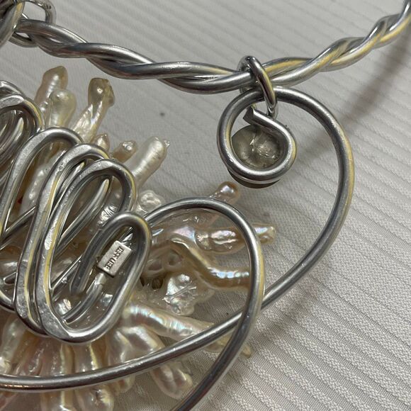 Jeff Lieb Statement Modern Wire Choker Art To Wear Necklace Signed - Picture 6 of 6